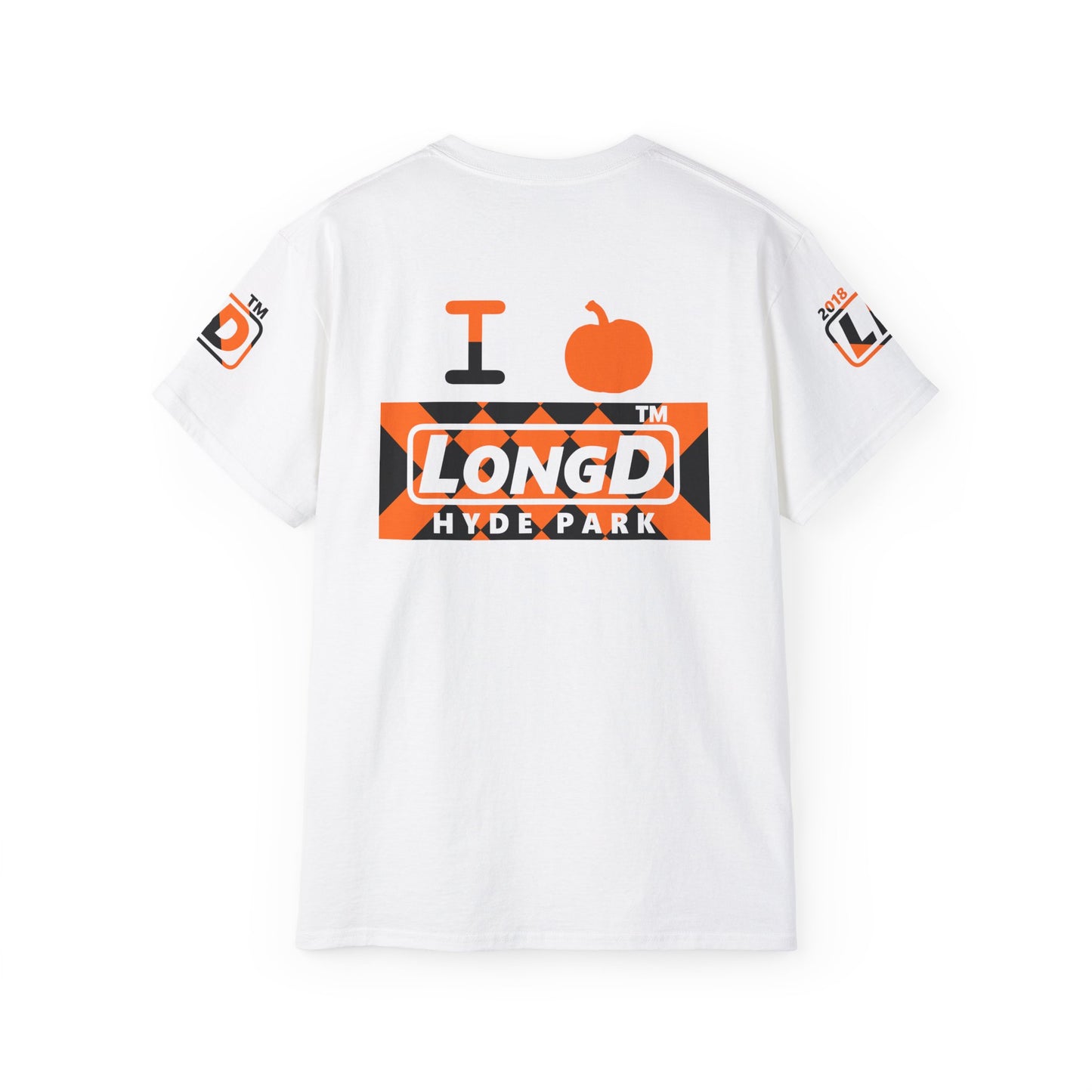I pumpkin LongD Hyde Park negative stylized argyle 4-print logo cotton tee