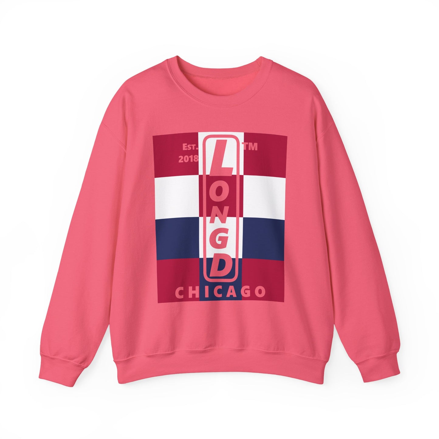 LongD negative 4x3 Chicago logo crewneck sweatshirt (patriotic colors)
