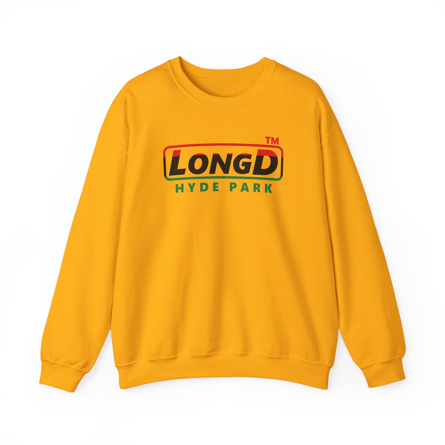 LongD positive horizontal 3-striped Hyde Park logo crewneck sweatshirt (Juneteenth colors)