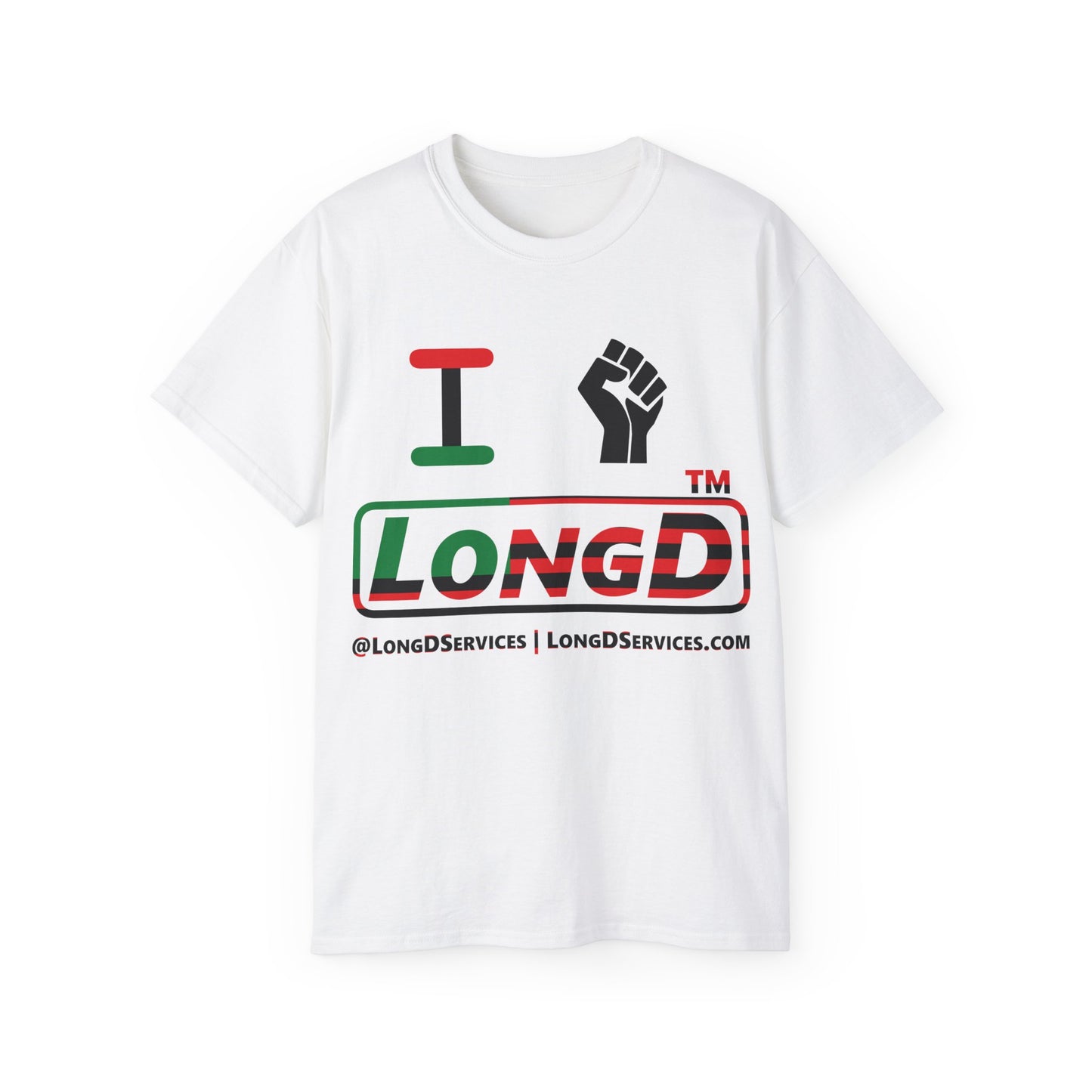 I fist LongD positive flag tag-domain logo cotton tee
