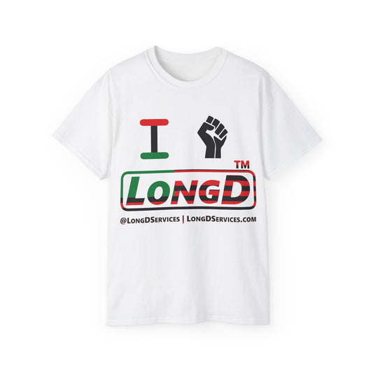 I fist LongD positive flag tag-domain logo cotton tee
