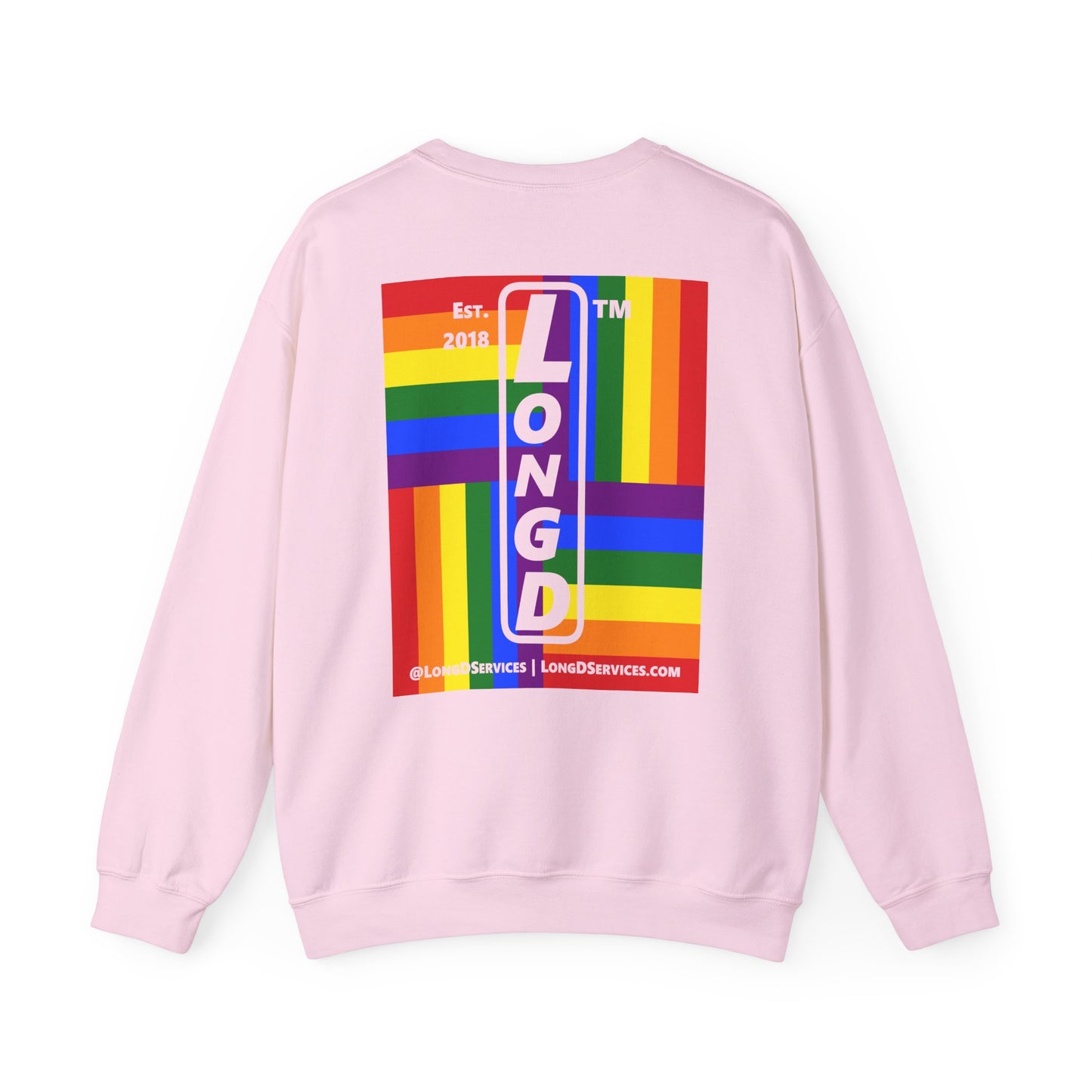 I Luv LongD negative windmill tag-domain upright front-back logo crewneck sweatshirt