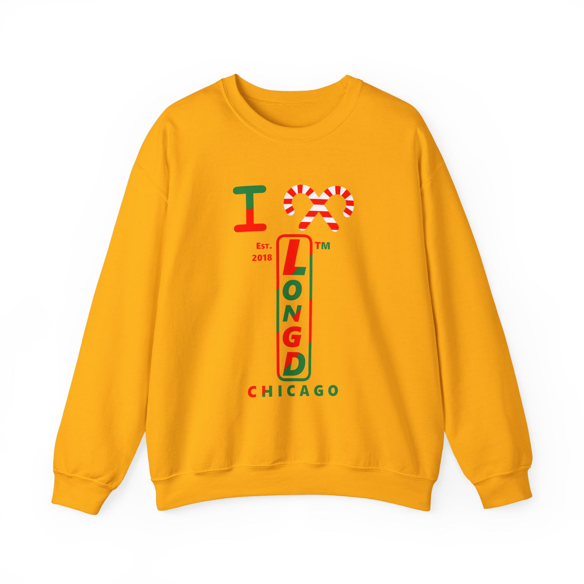 I candy cane LongD Chicago positive upright pixel-weighted 4-striped logo crewneck sweatshirt