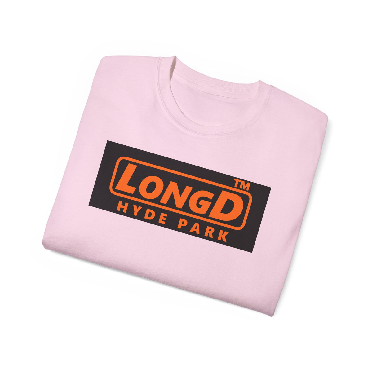 LongD Hyde Park logo orange (FE7518) on Black (000000) (Halloween colors) cotton tee