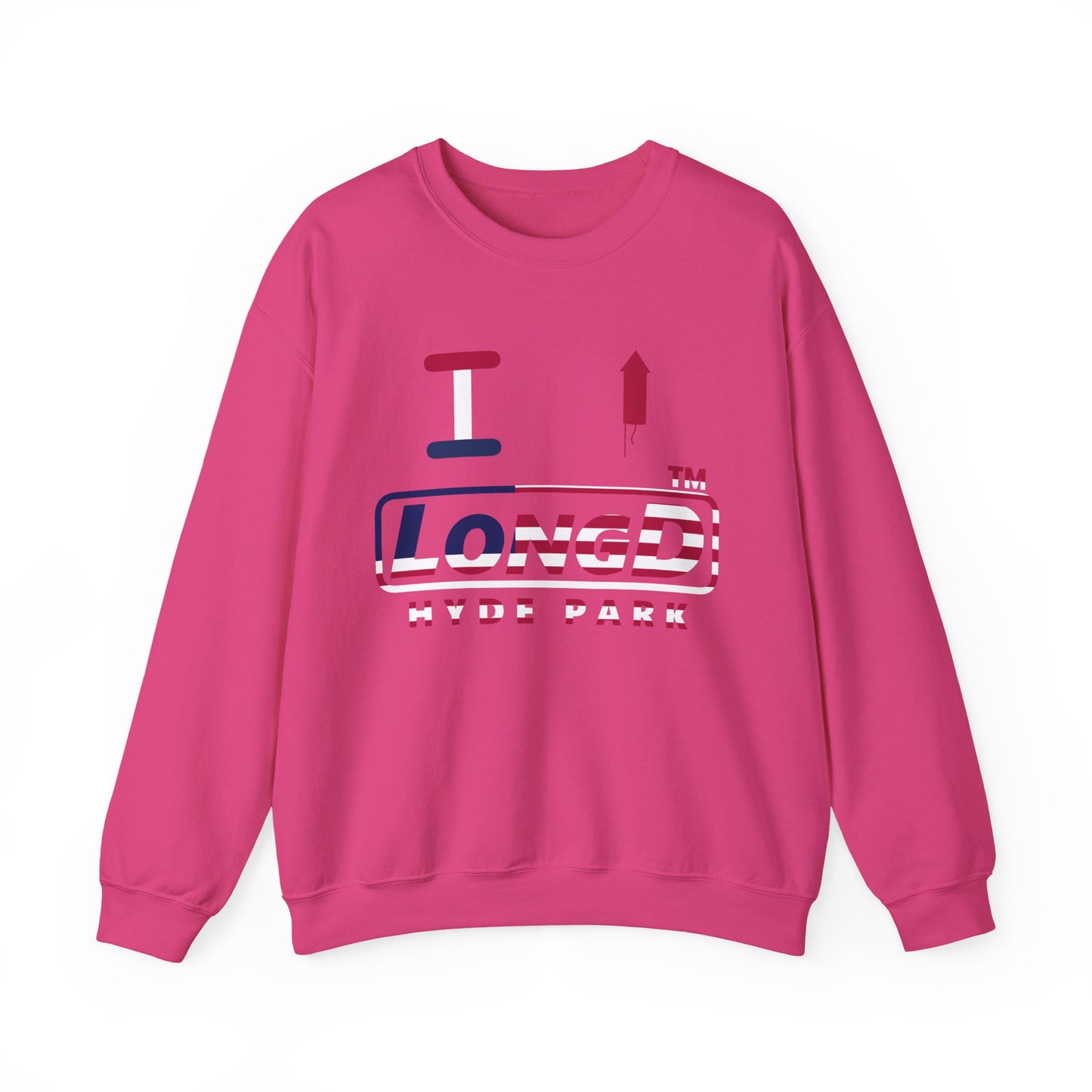 I firecracker LongD positive flag Hyde Park logo crewneck sweatshirt