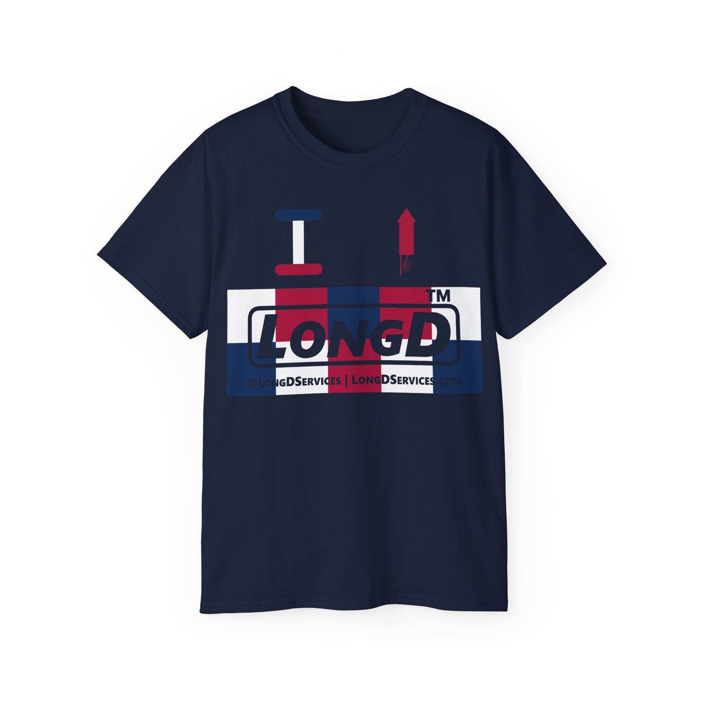 I firecracker LongD negative 2x5 tag logo cotton tee
