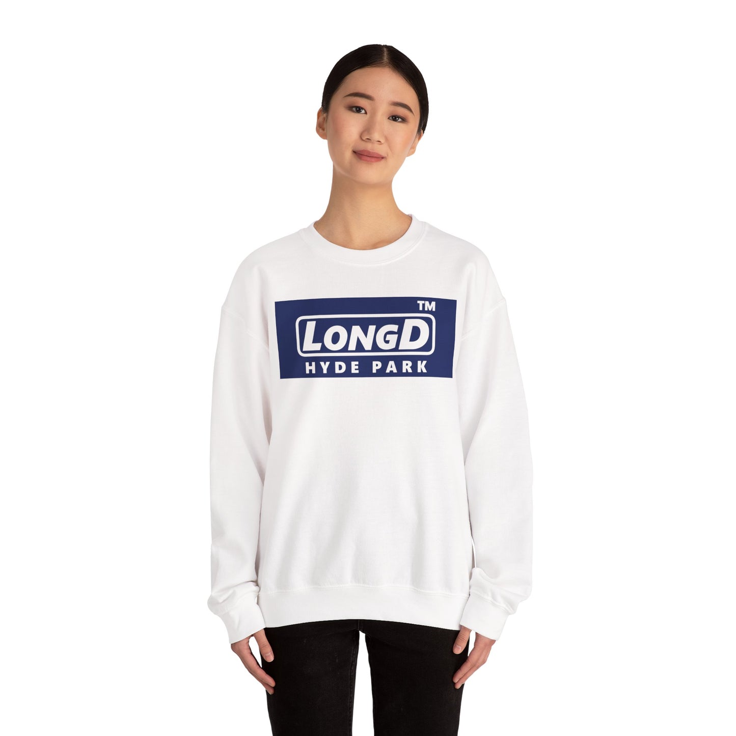 LongD negative official Hyde Park logo crewneck sweatshirt