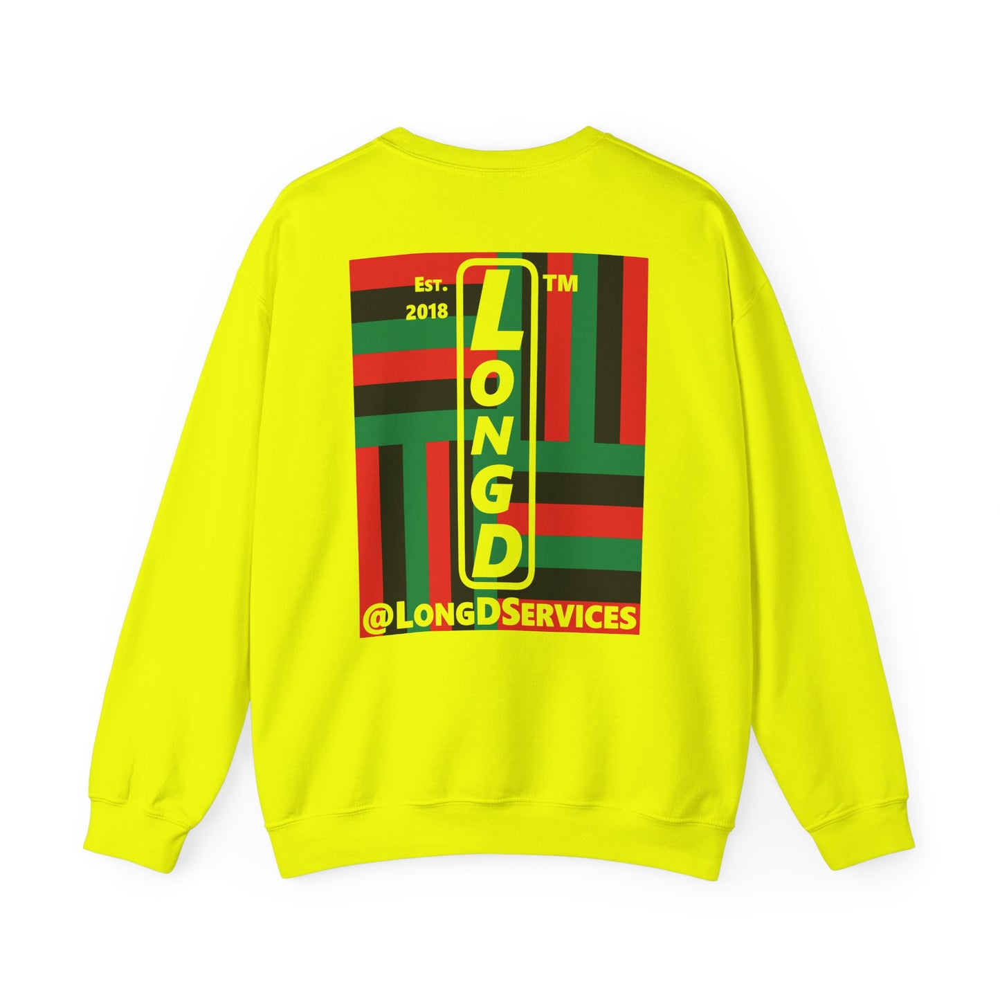 I Fist LongD negative windmill tag upright front-back logo crewneck sweatshirt