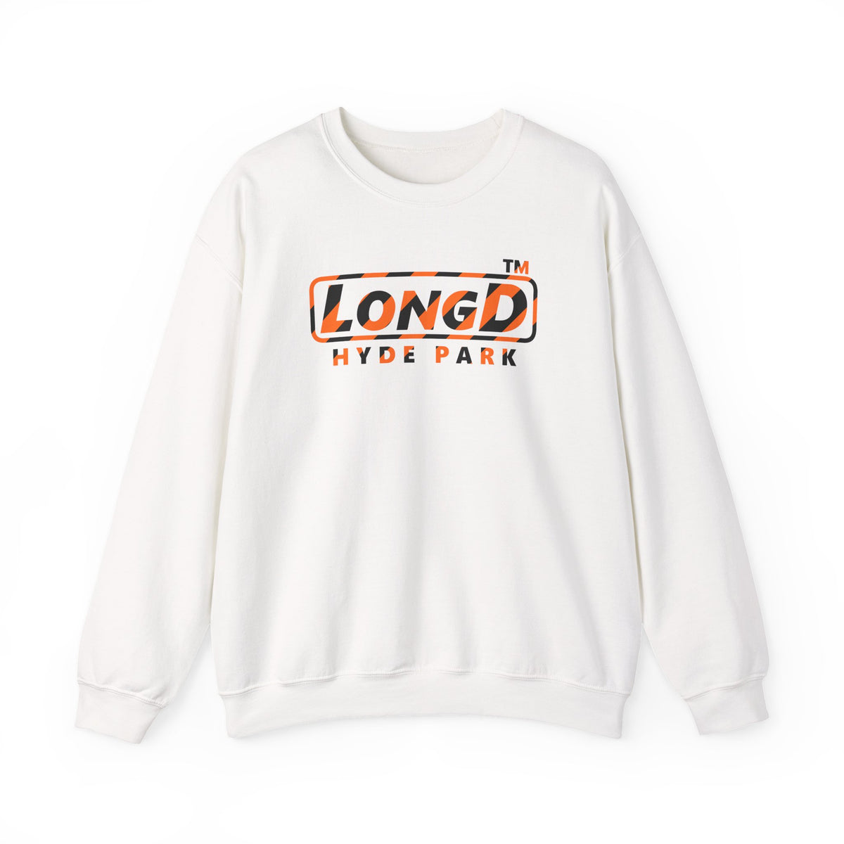 LongD Hyde Park positive 12-striped logo (Halloween colors) crewneck sweatshirt