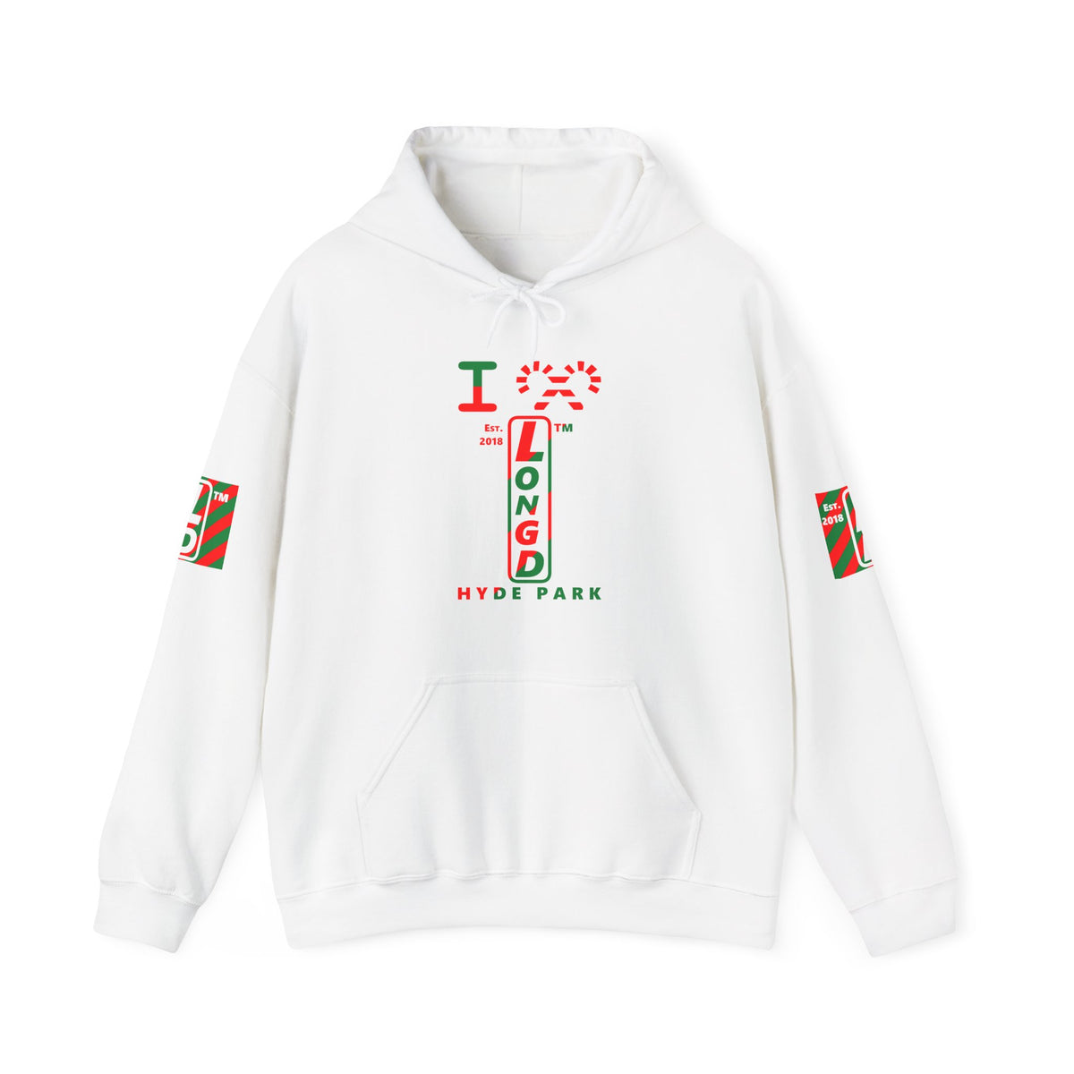 I candy cane LongD Hyde Park positive upright pixel-weighted 4-striped 4-print logo hoodie