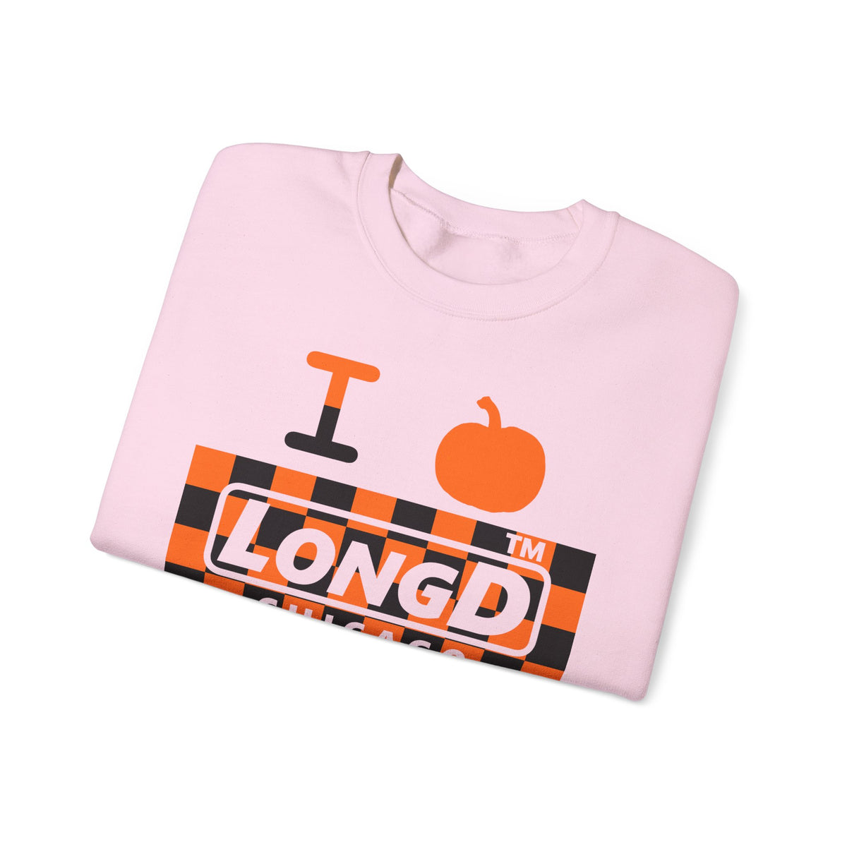 I pumpkin LongD Chicago negative checkered logo crewneck sweatshirt