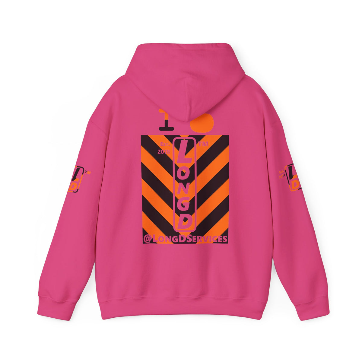 I pumpkin LongD Tag negative upright downward chevron 4-print logo hoodie