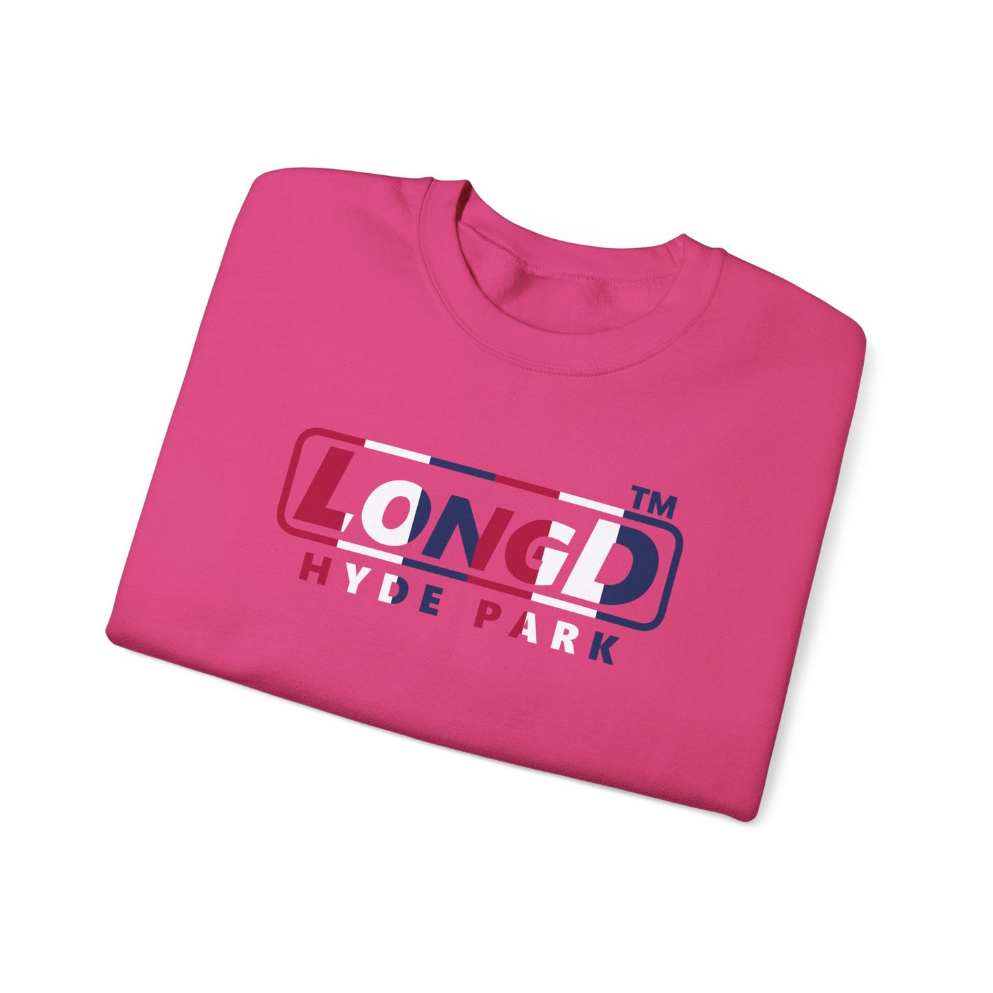 LongD positive vertical 6-striped Hyde Park logo crewneck sweatshirt (patriotic colors)