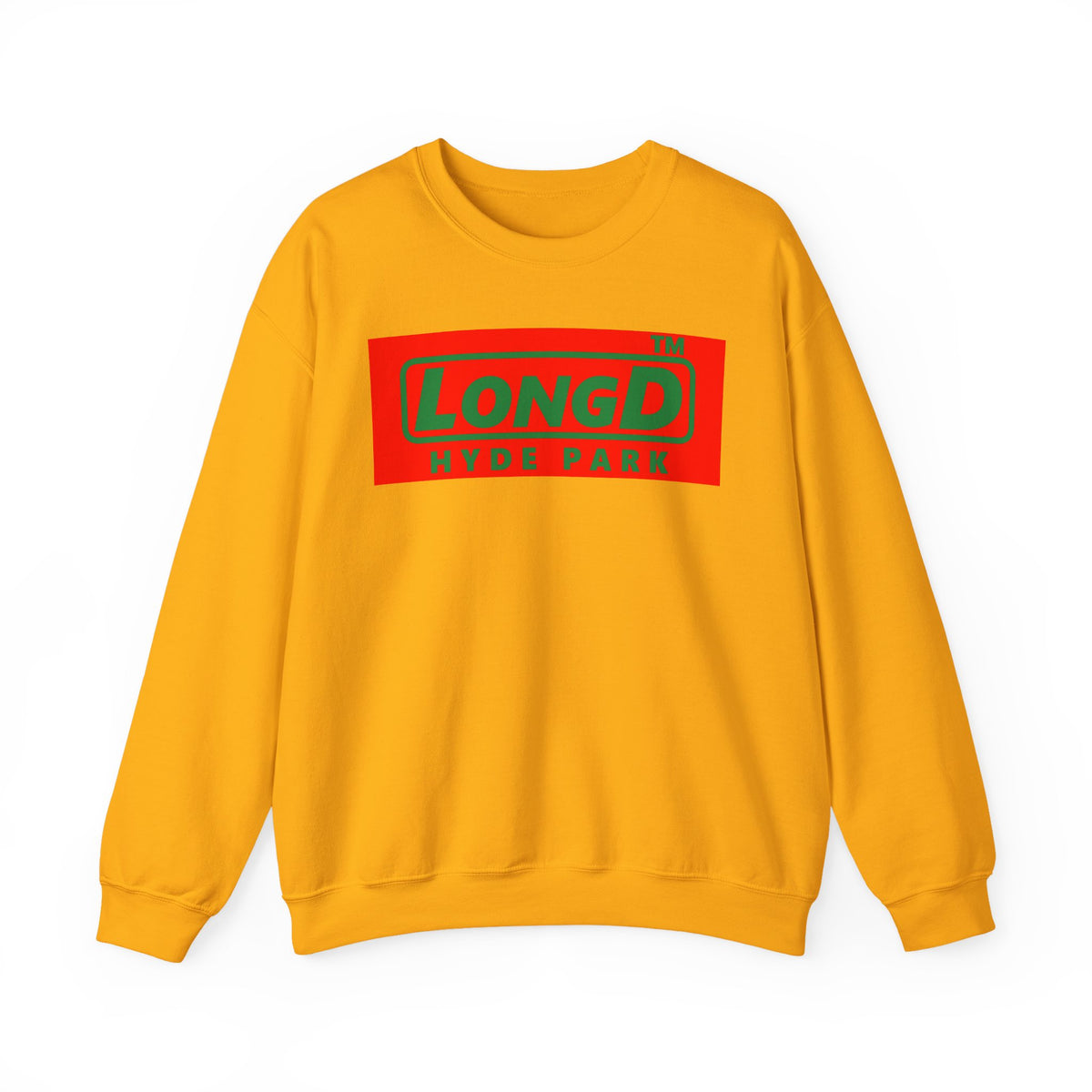 LongD Hyde Park logo positive green on negative red (Xmas colors) crewneck sweatshirt