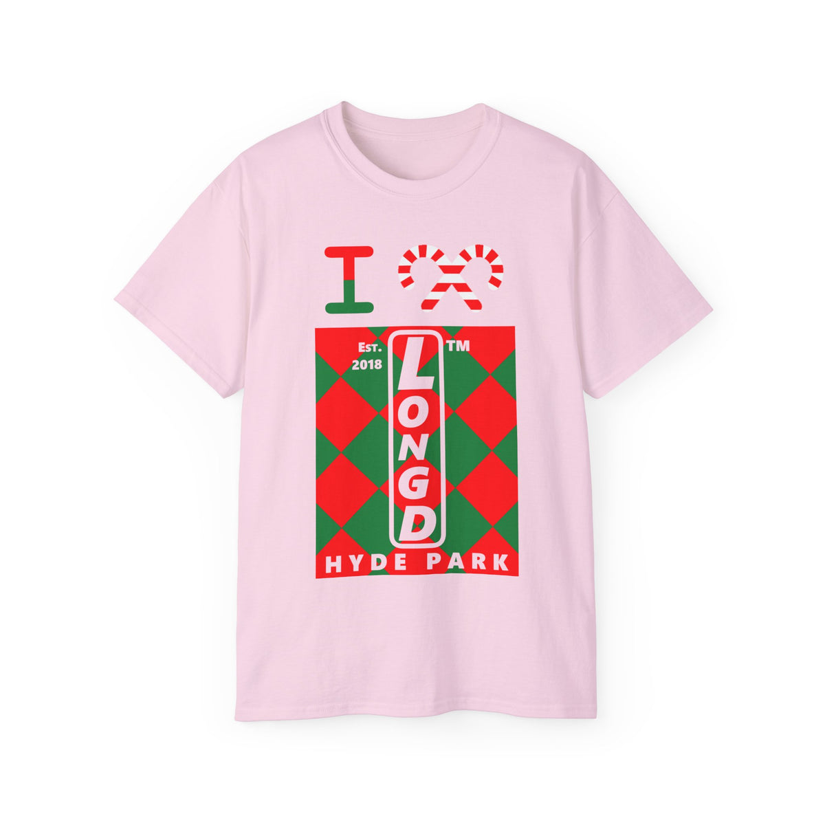 I candy cane LongD Hyde Park negative upright argyle logo cotton tee