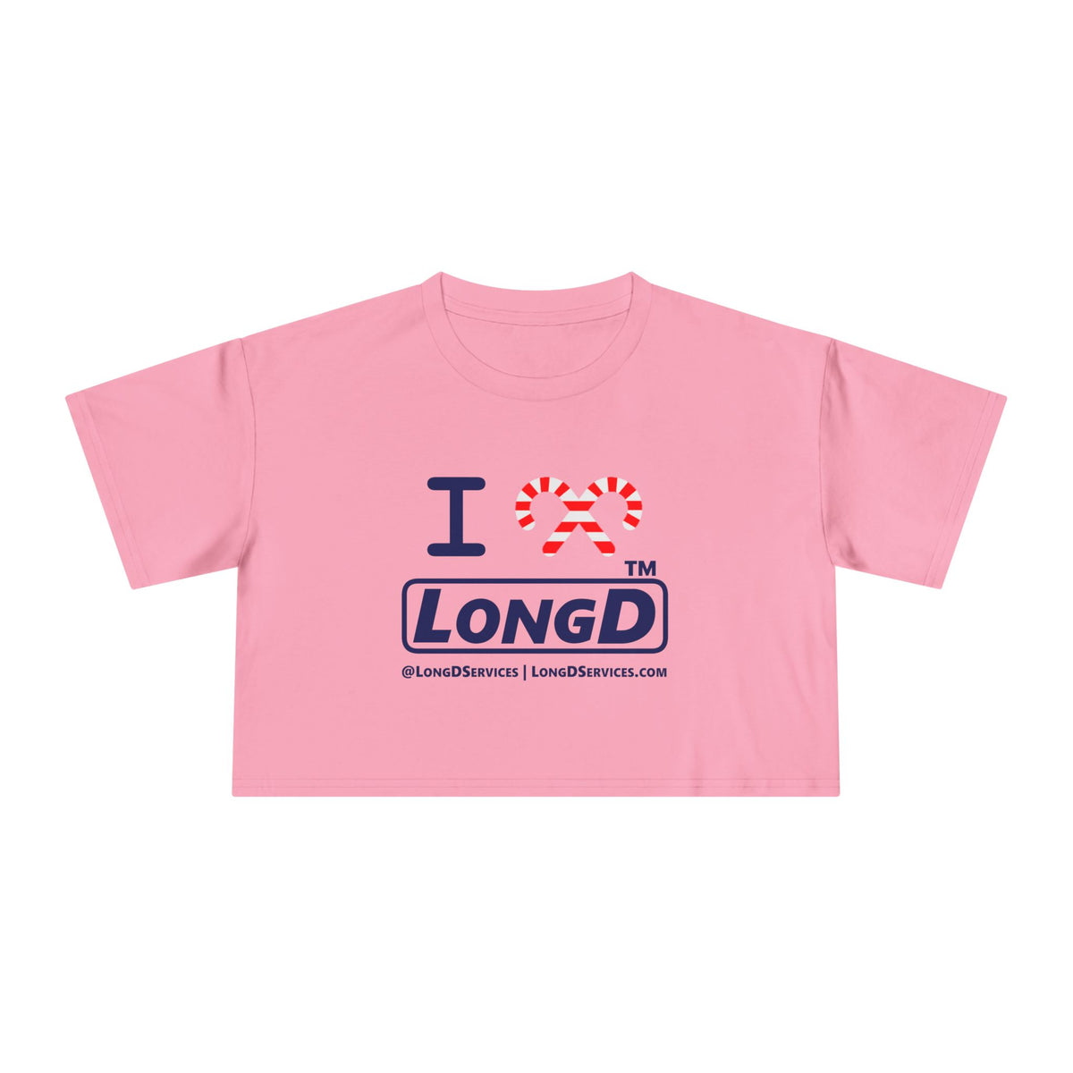 I candy cane LongD Tag-domain positive official basic navy front-back logo crop tee