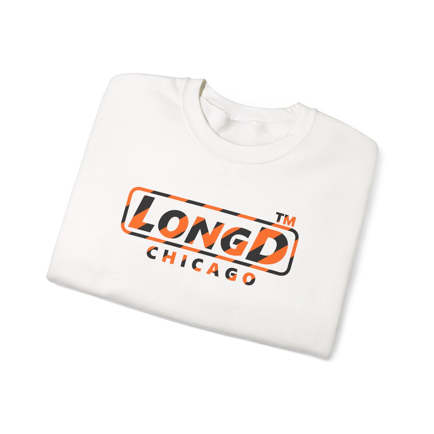 LongD Chicago positive 12-striped 4-print logo (Halloween colors) crewneck sweatshirt