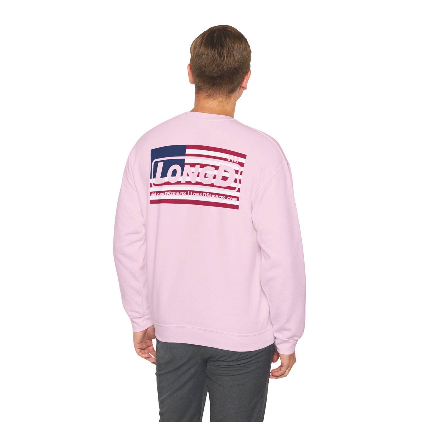 I firecracker LongD negative flag front-back tag logo crewneck sweatshirt