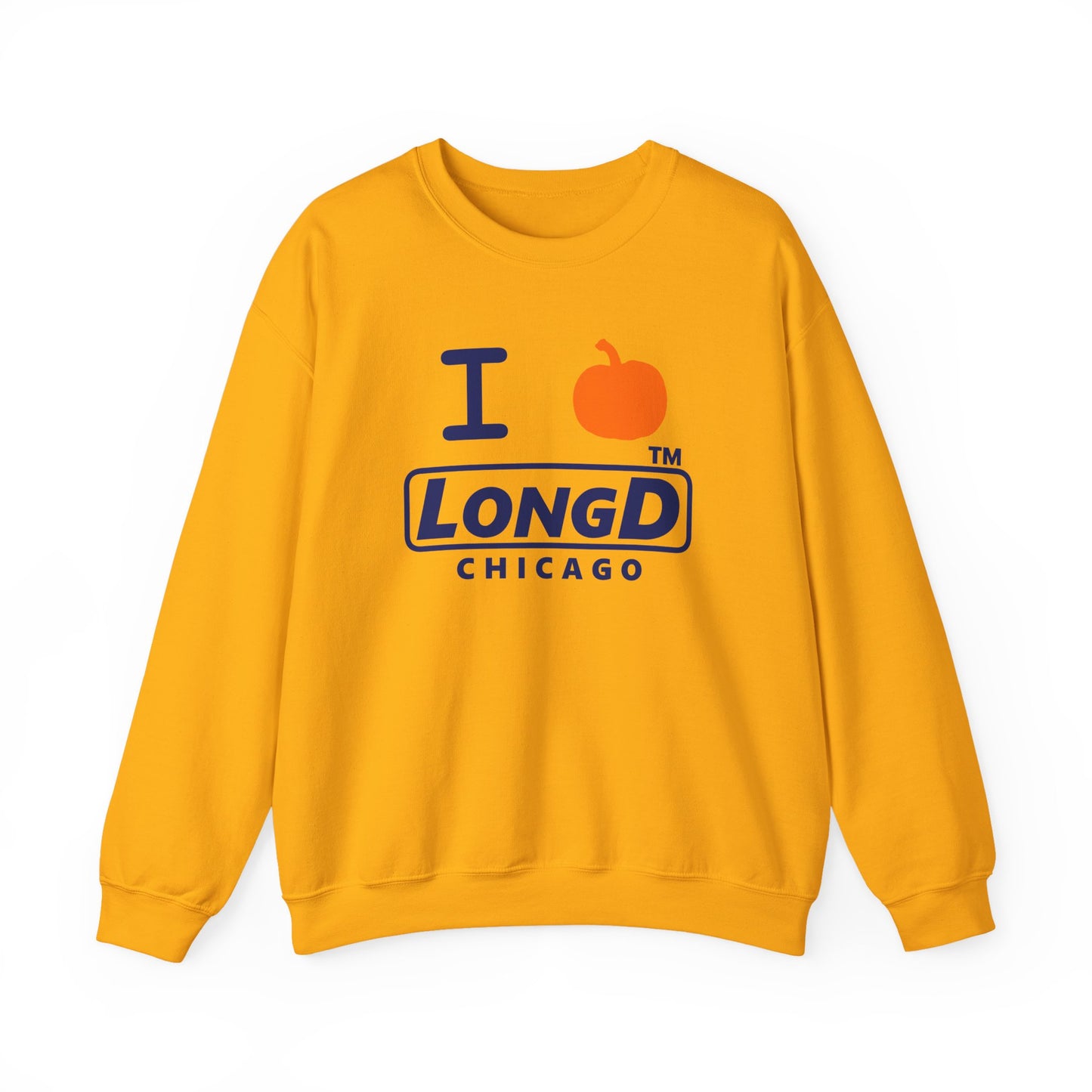 I pumpkin LongD Chicago positive basic Navy (002060) front-back logo crewneck sweatshirt