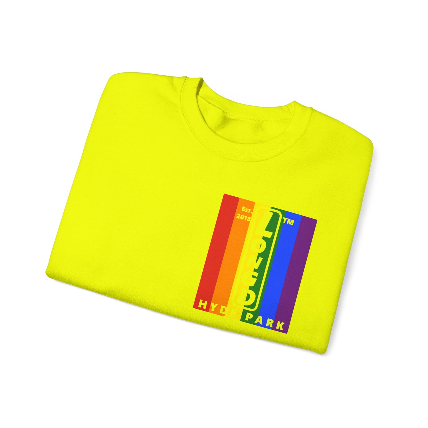 LongD negative flag single-breasted front-back Hyde Park upright logo crewneck sweatshirt (Pride colors)