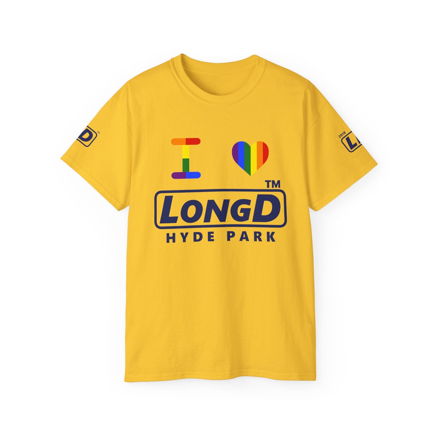 I Luv LongD official Hyde Park 4-print logo cotton tee (Pride colors)