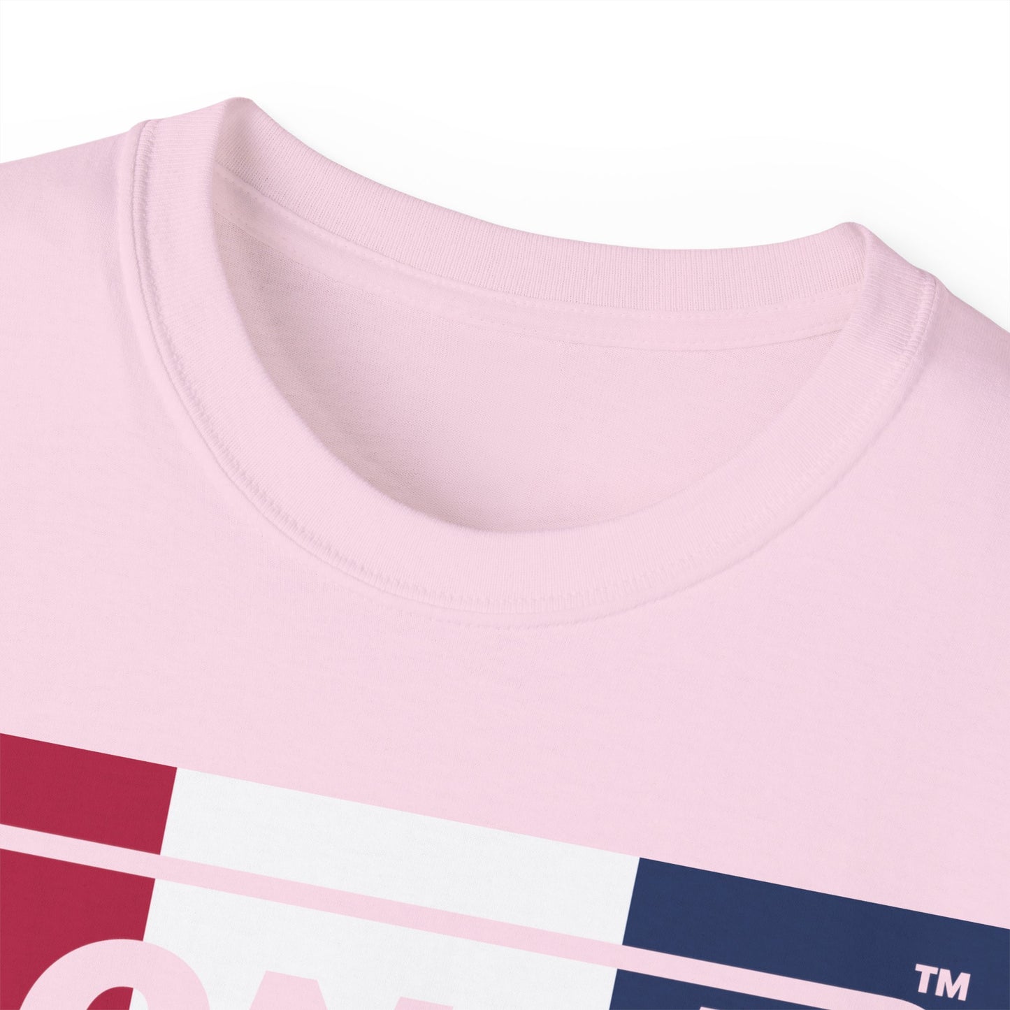 LongD® Logo Cotton Tee Red, White and Blue negative thirds text