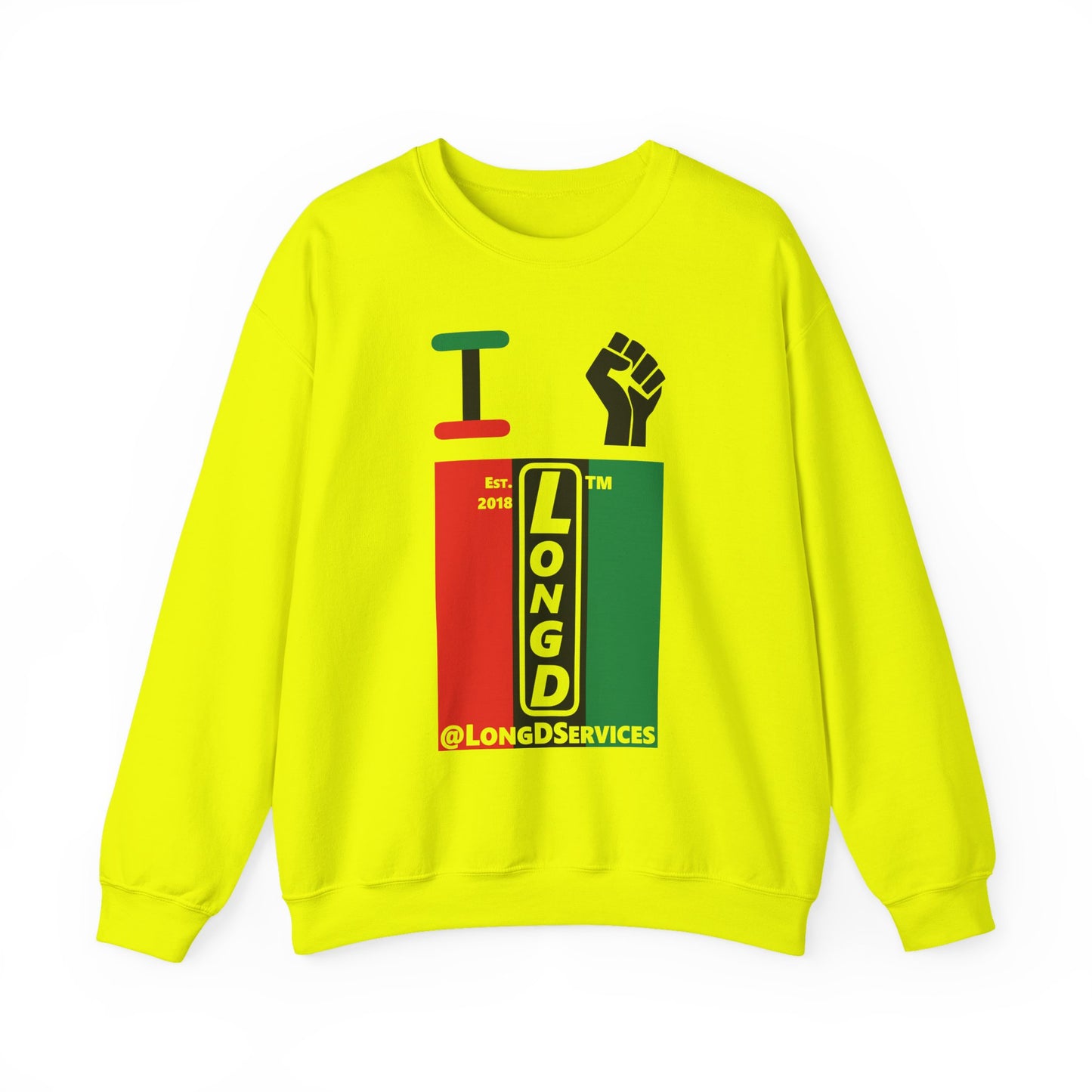 I Fist LongD negative vertical 3-striped tag upright logo crewneck sweatshirt
