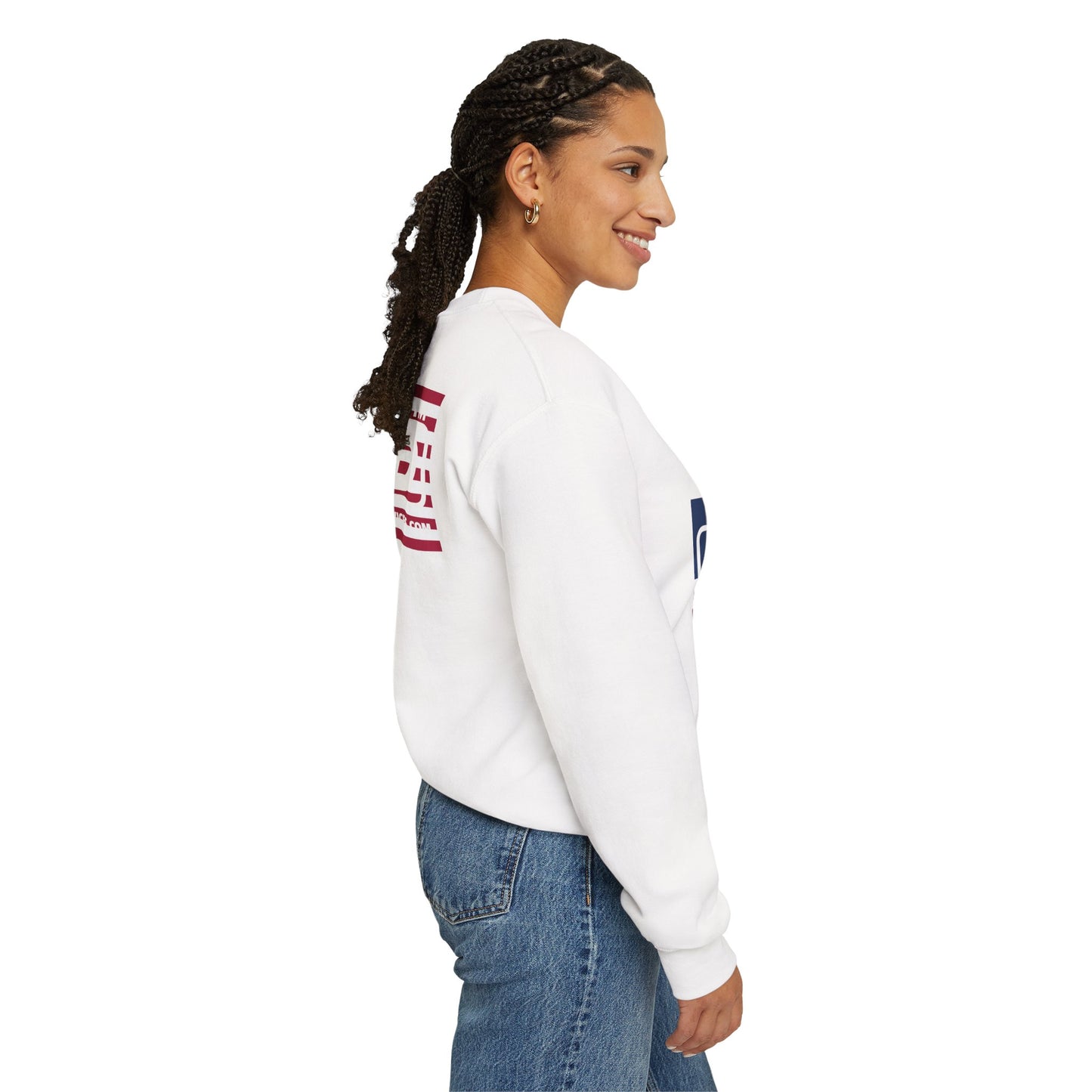I firecracker LongD negative flag front-back tag logo crewneck sweatshirt