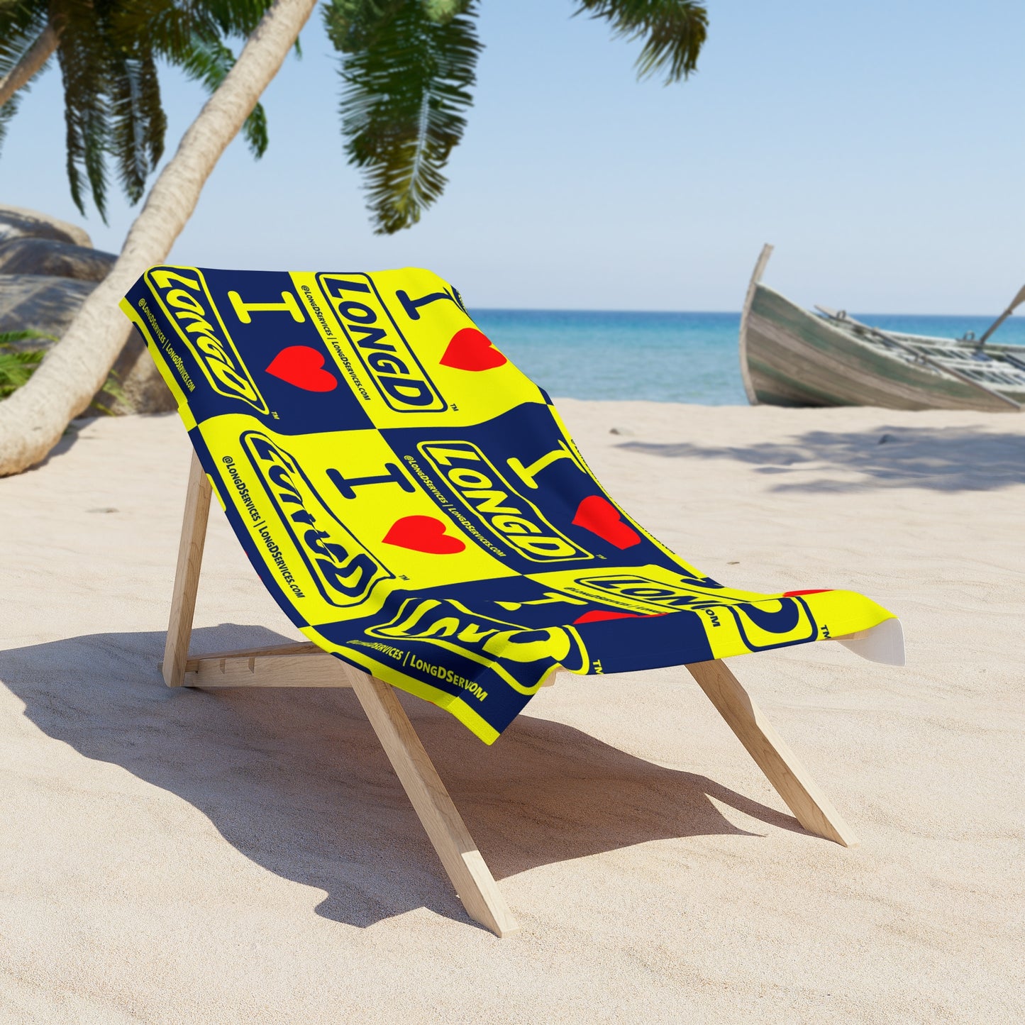 I Luv LongD Mixed Logo Beach Towel (less text padding)