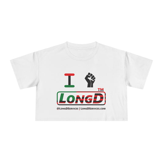 I fist LongD positive flag tag-domain logo crop tee