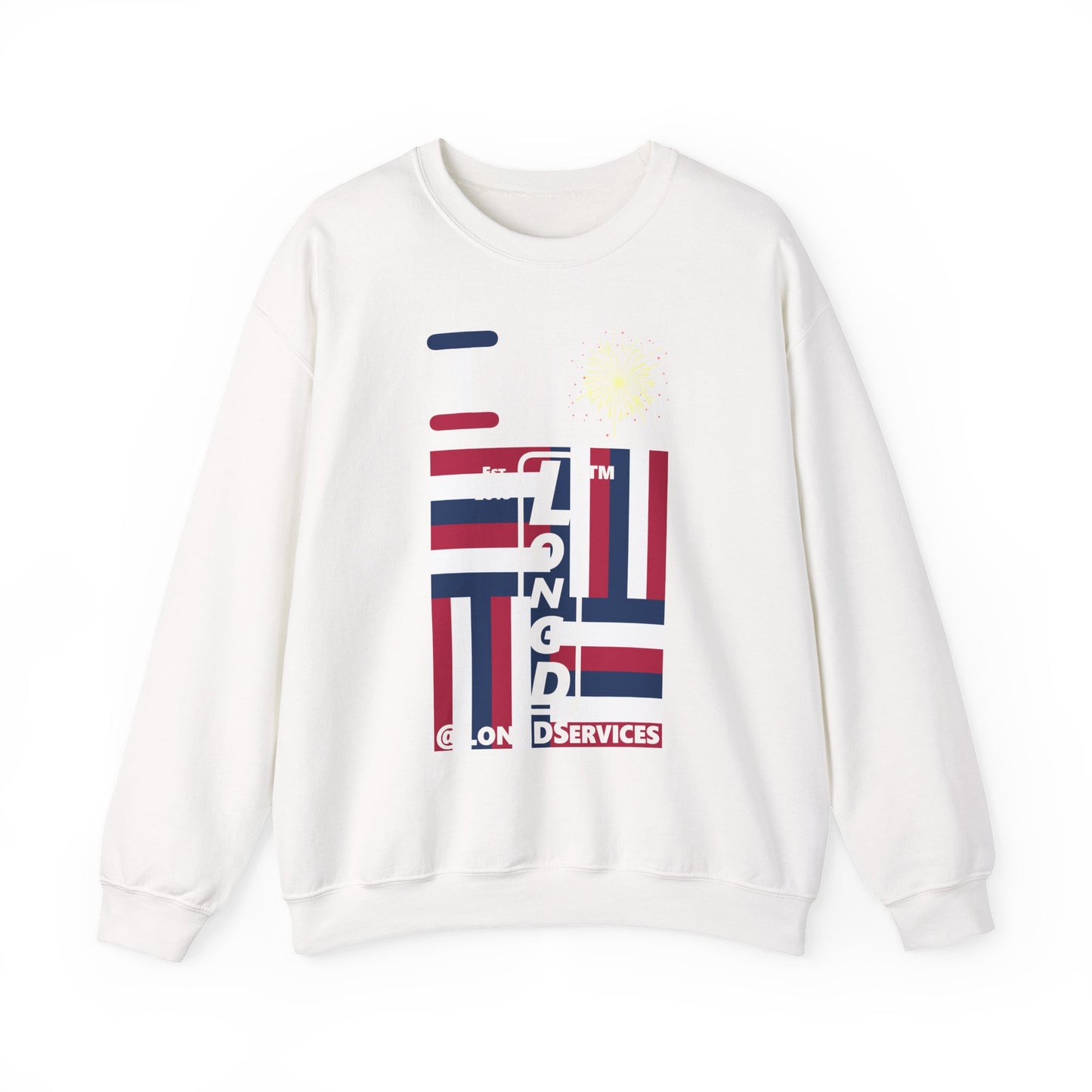 I Burst LongD negative windmill tag upright front-back logo crewneck sweatshirt