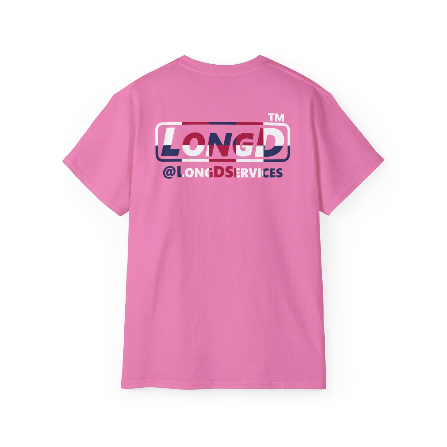 LongD positive 2x5 front-back Chicago logo cotton tee (patriotic colors)