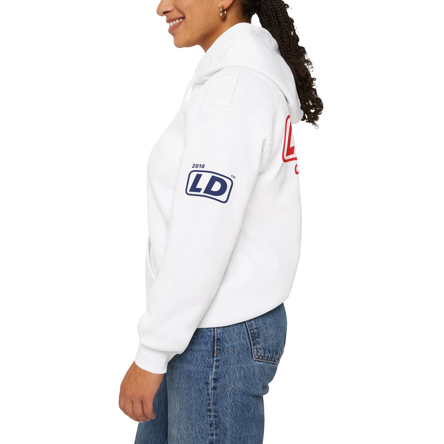 LongD® positive vertical 3-striped 4-print single-breasted Chicago logo Hoodie (Juneteenth colors)