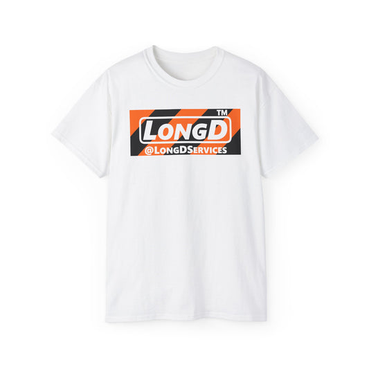 LongD Tag negative diagonal 6-striped logo (Halloween colors) cotton tee